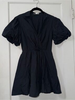 Black Puff-Sleeve Mini Dress